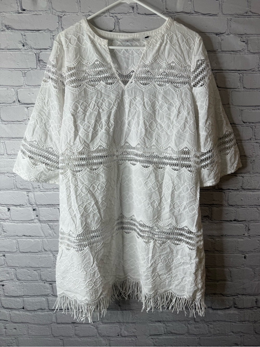 Cabi white majorca fringe cover up